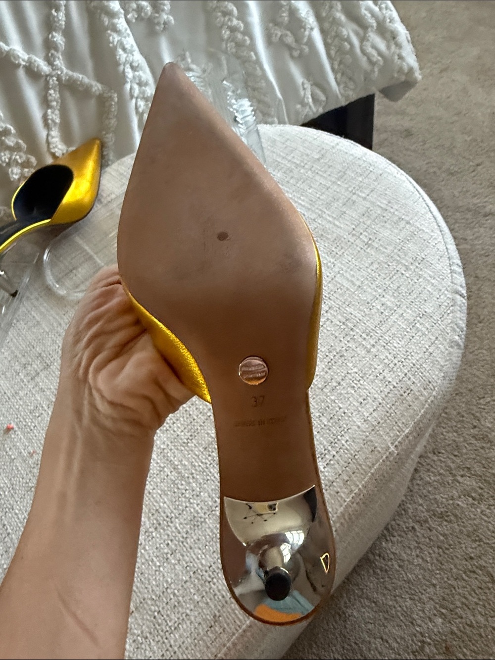 Proenza Schouler Metallic Gold Pointed-Toe Mules with Silver Heel - Picture 3 of 4